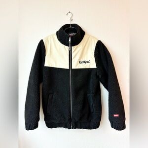 Kickers Classics Black & White Fleece Women’s Zip Lined Coat Jacket Size XS